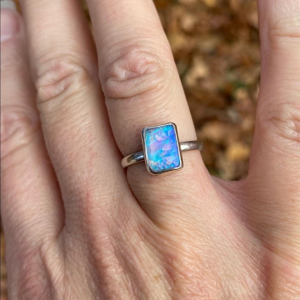 Opal ring set in sterling silver size 7